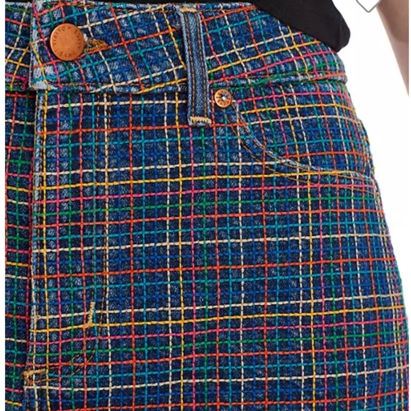 Alice + Olivia Rainbow embroidered denim skirt - Picture 4 of 7